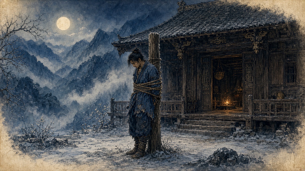 Minh hoạ: A Phủ bị trói đứng vào cột giữa đêm đông